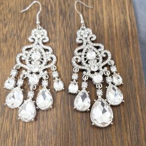 Elegant Silver Chandelier Earrings